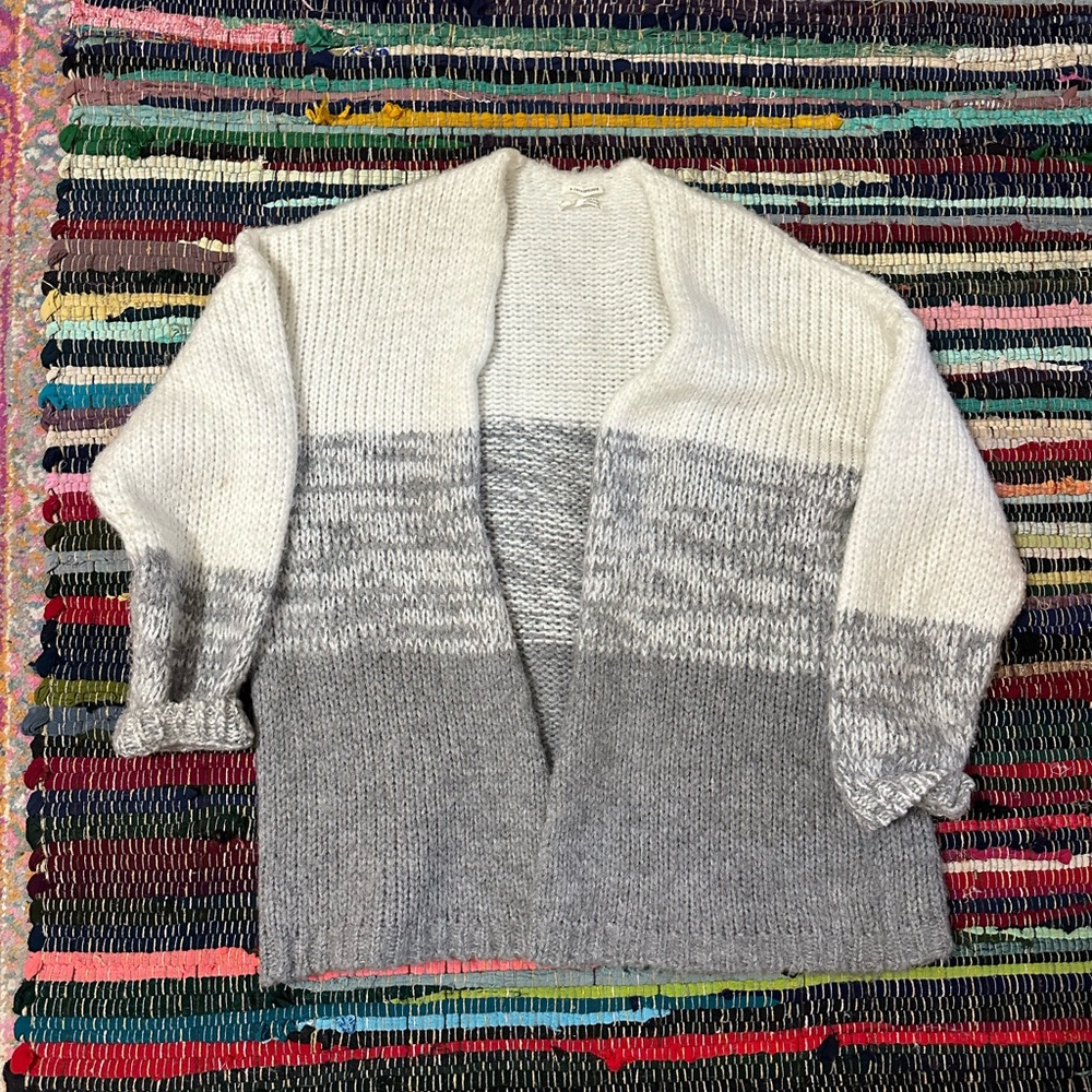 Anthropologie Cream and Gray Cardigan